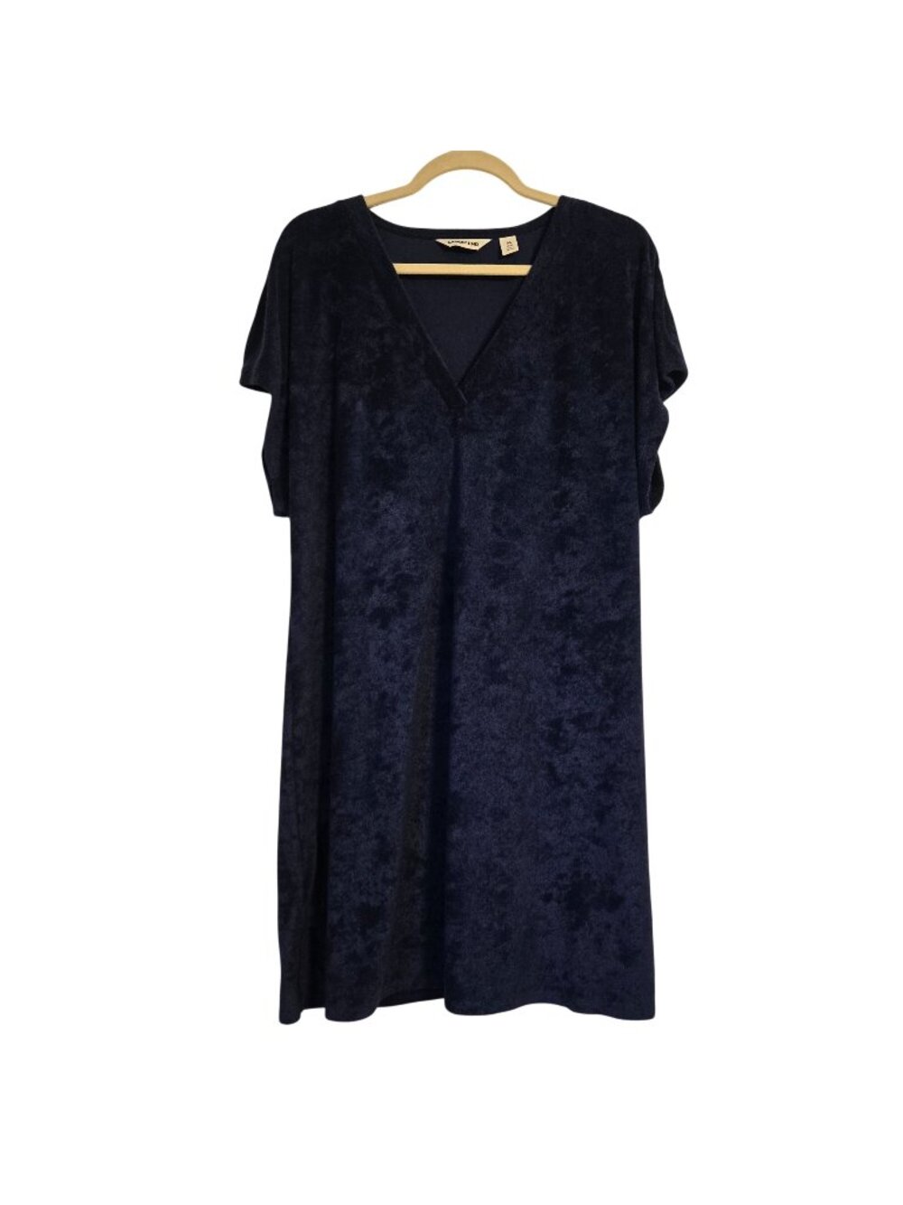 Land's End Navy Terry Dolman Sleeve V-Neck Cover-up Dress Medium